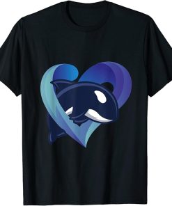 Love Heart Orcas Killer Whale Sea Aquatic Marine Creature T-Shirt