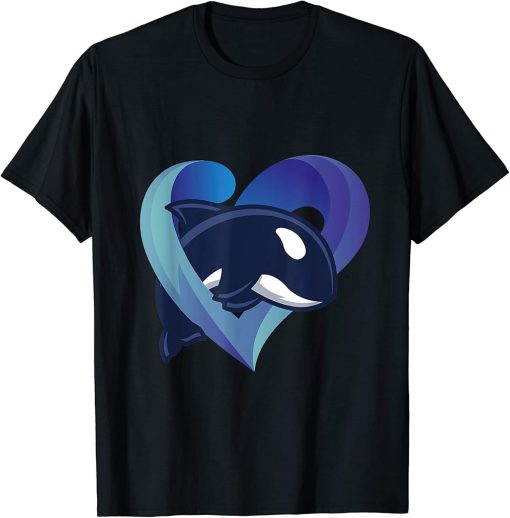 Love Heart Orcas Killer Whale Sea Aquatic Marine Creature T-Shirt