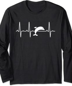 Dolphin Heartbeat Gift For Men Women Beluga Fish Orca Lover Long Sleeve T-Shirt