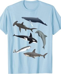 Orca Whale Shark Narwhal Dolphin Sea Creatures T-Shirt